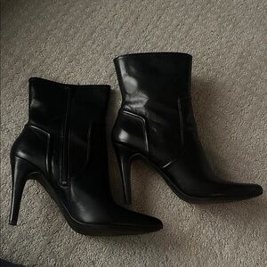 Black Leather Women's Booties